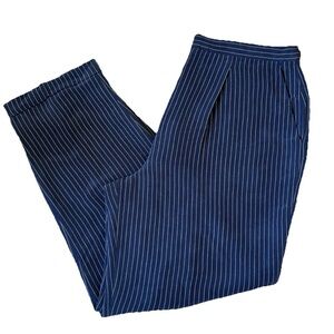 Vintage August Silk 100% Silk Navy Pinstripe Trousers, Sz 14